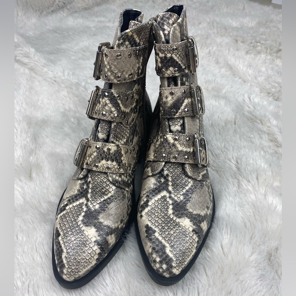 NEW STEVEN NEW YORK Harmon Triple Buckle Animal snake Print Boot booties 8.5 - Picture 12 of 15